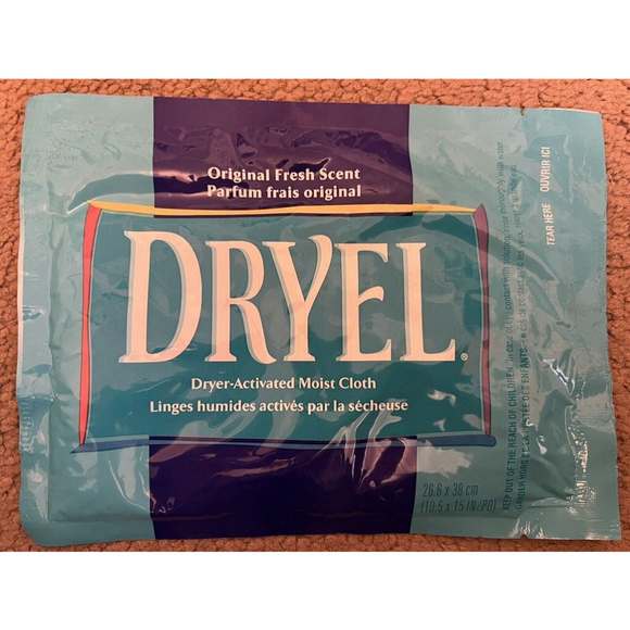 (1) Dryel Dry Cleaning Original Fresh Scent Dryer Activated Moist Cloth Sealed - Picture 1 of 2